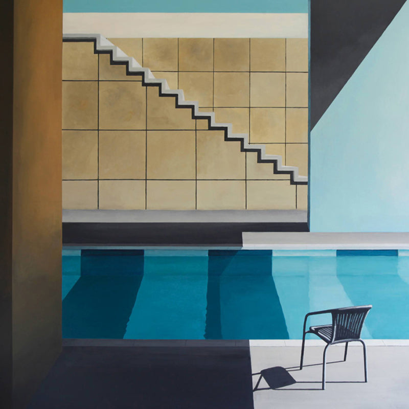 Artistry Swimming Pool Murals Blue and Brown Living Room Wall Covering, Custom Size