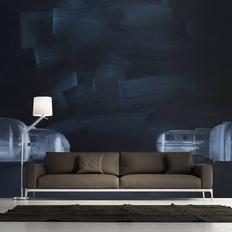 Black-Grey Parking Lot Murals Wallpaper Moisture Resistant Wall Decor for Living Room