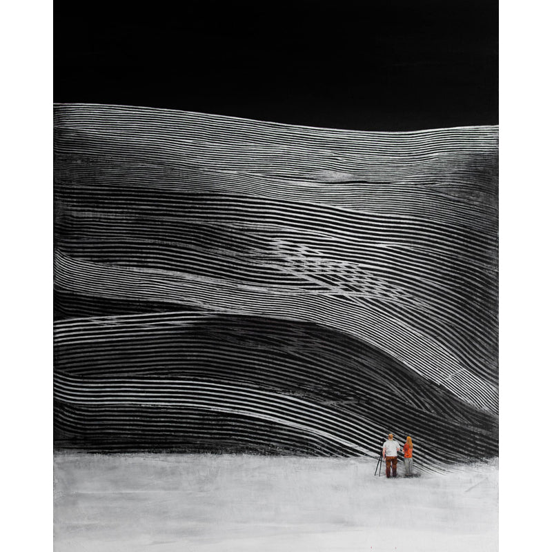 Modern Art Layered Wall Murals Black and Grey Abstract Wall Covering for Bedroom