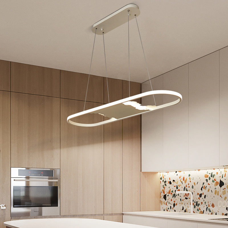 Pargante de suspensión ovalada de 35.5 "/47" de ancho LED de comedor acrílico LEDTING LEACHING en luz cálida/blanca/natural