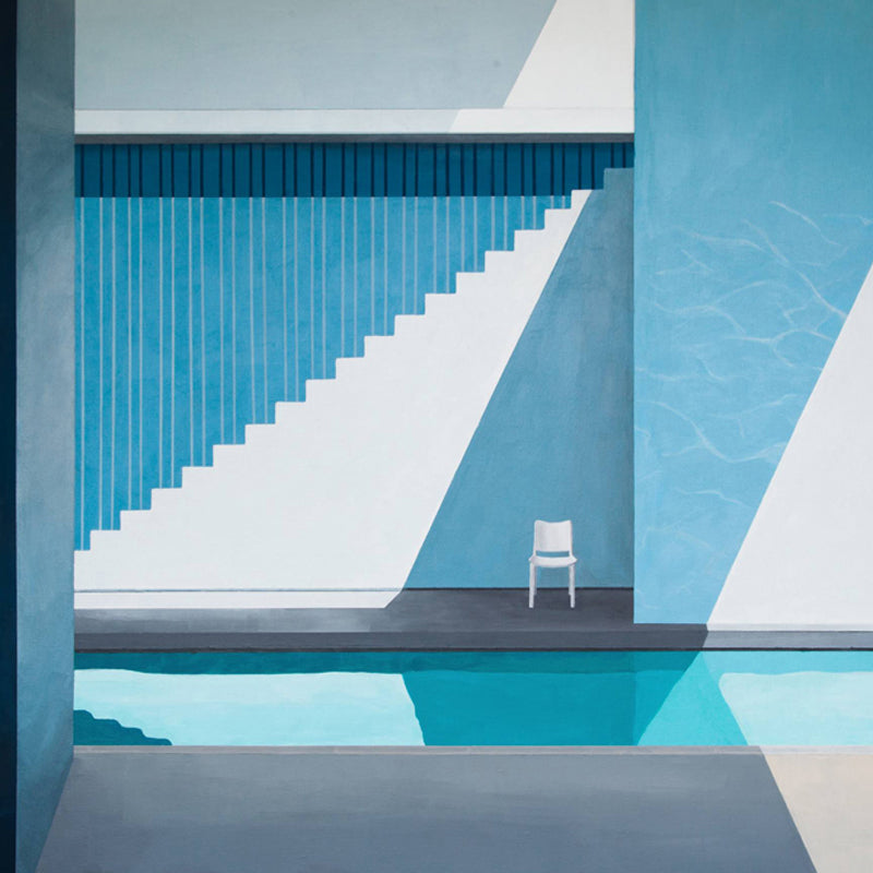 Blue-White Pool Murals Wallpaper Washable Modern Art Living Room Wall Decoration