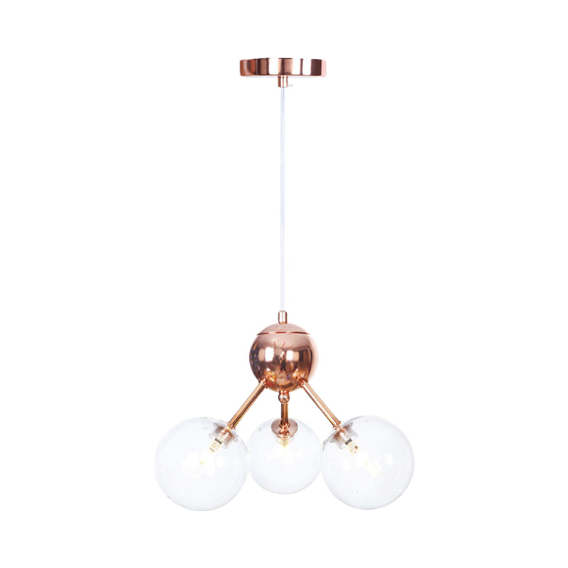 Rame 3/9/12 luci lampadario a soffitto Vintage Clear/Amber Glass Orbomago a sospeso con design di ramo, 13 "/27,5"/34 "W