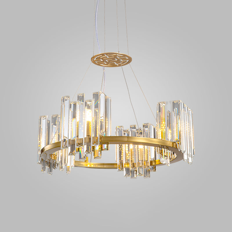 Goud 4/6 bollen plafondlamp modern helder kristal kubieke schaduw ringvormige kroonluchter verlichtingsarmatuur