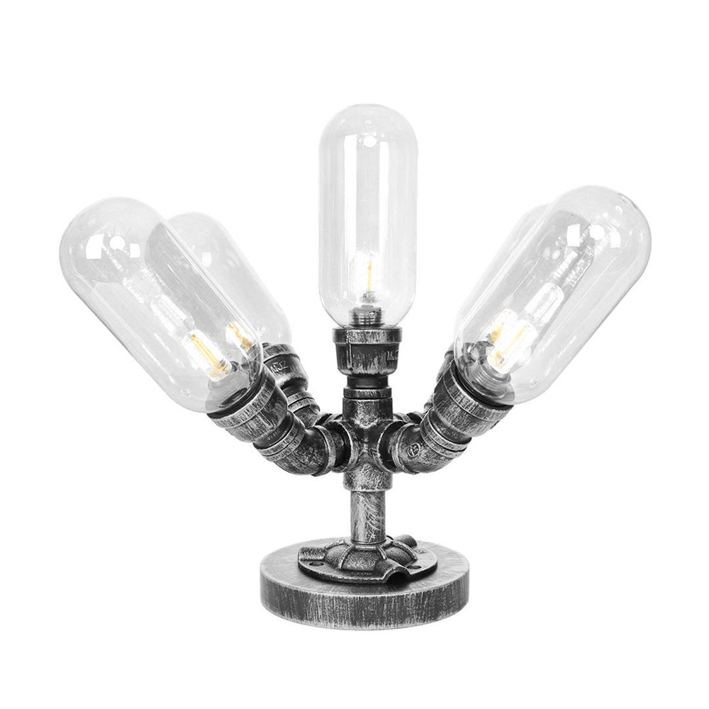 1/4/5-Bulb-Kapsel Schatten Tisch Liging Industrial Clear/Bernstein Glas Nachtlampe für Schlafzimmer