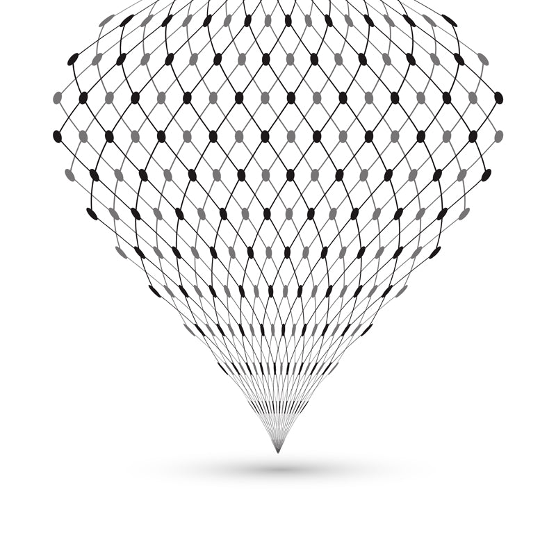 Net Hot Air Balloon Murals Contemporary Smooth Wall Decoration in Black on White