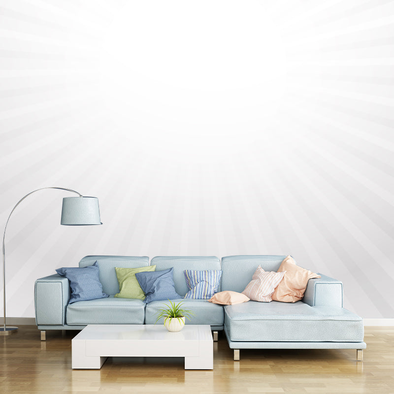 Black-White Sunburst Wallpaper Murals Moisture Resistant Wall Covering for Living Room