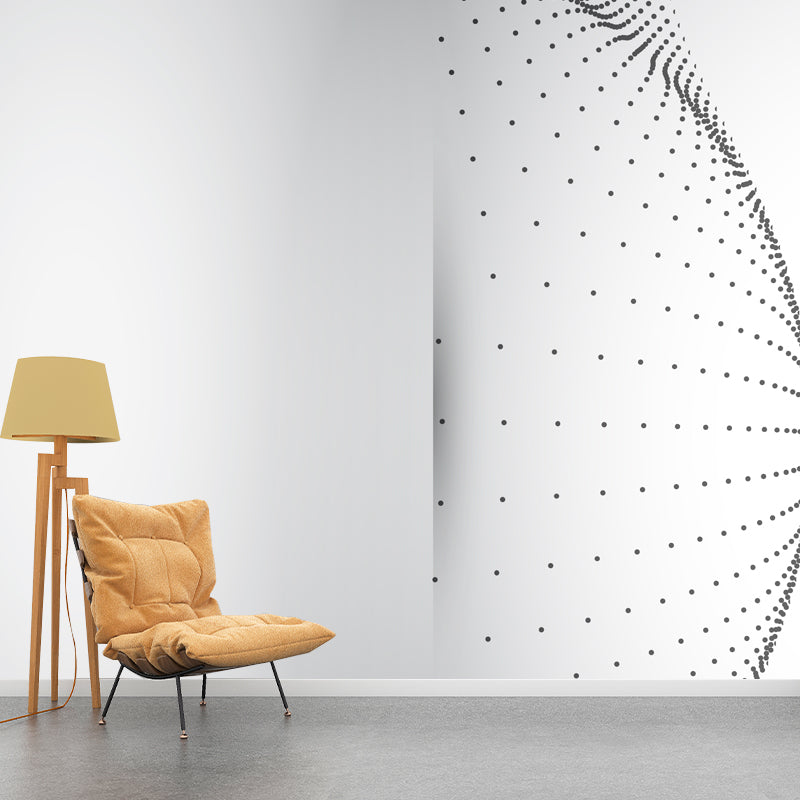 Large Half-Globe Mural Decal for Bedroom Dots Wall Covering in Black-White, Stain Proof