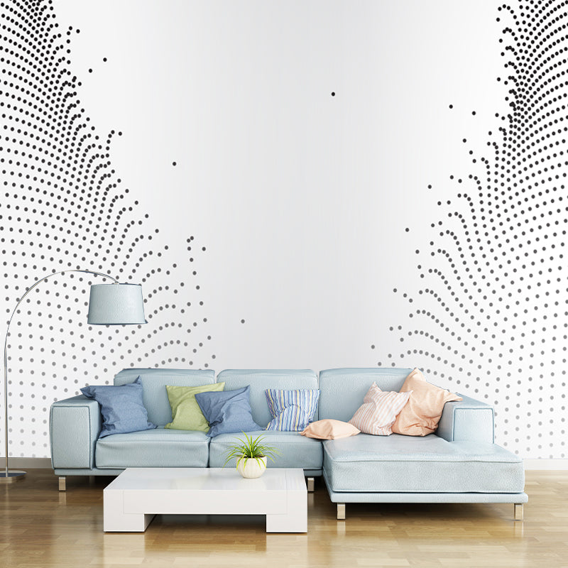 Modern Art Broken Net Mural Non-Woven Waterproof Black-White Wall Covering for Accent Wall