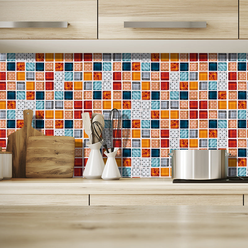 Bohemia Mosaics Tile Wallpaper Panels Multicolored Self Adhesive Wall Art for Kitchen