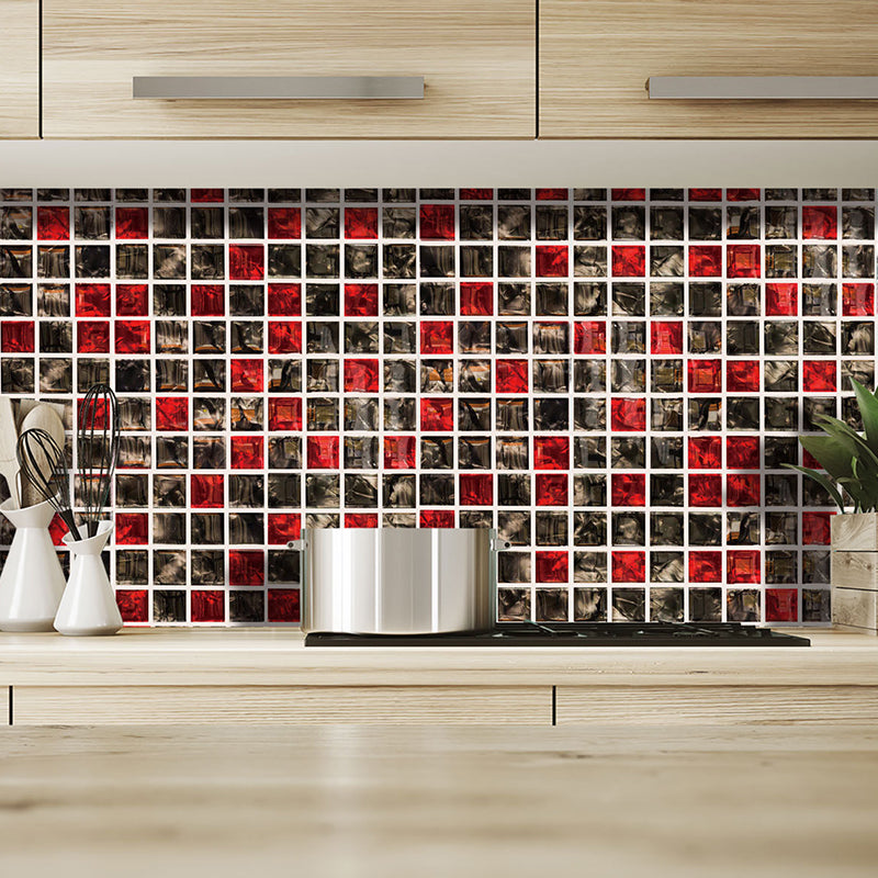 Dark Color Tile Wallpaper Panel Stick-On Bohemian Style Kitchen Wall Covering, 36 Pcs