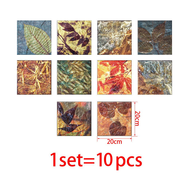 Botanical Leaf Stick Wallpaper Panel Countryside Smooth Wall Covering in Blue-Orange-Yellow