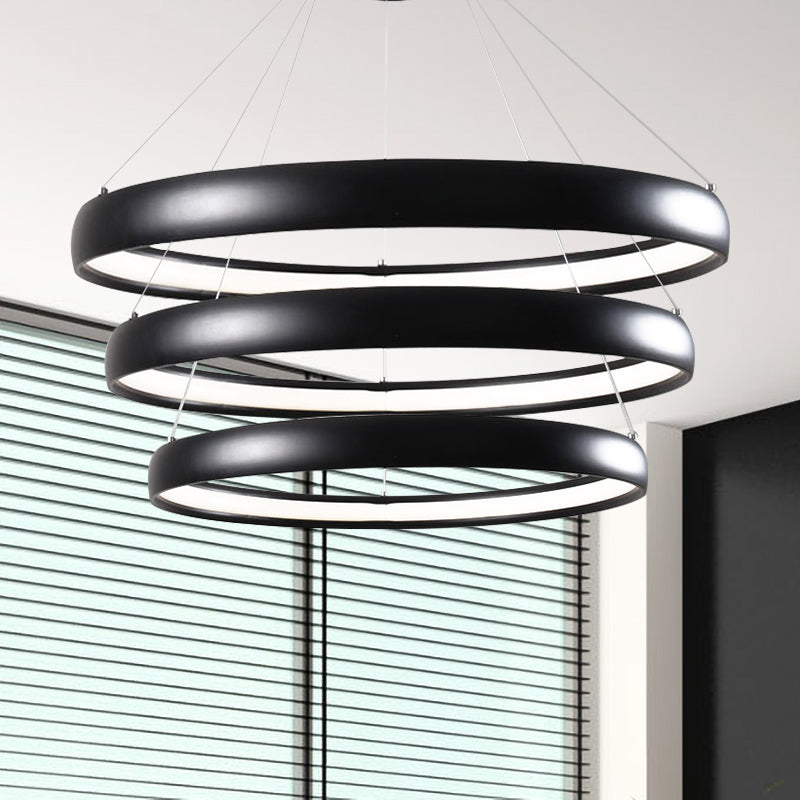 Black/Brown/Gold Orbit LED Ceiling Light Modernism 1/2/3-Light Acrylic Chandelier in Warm/White/Natural Light