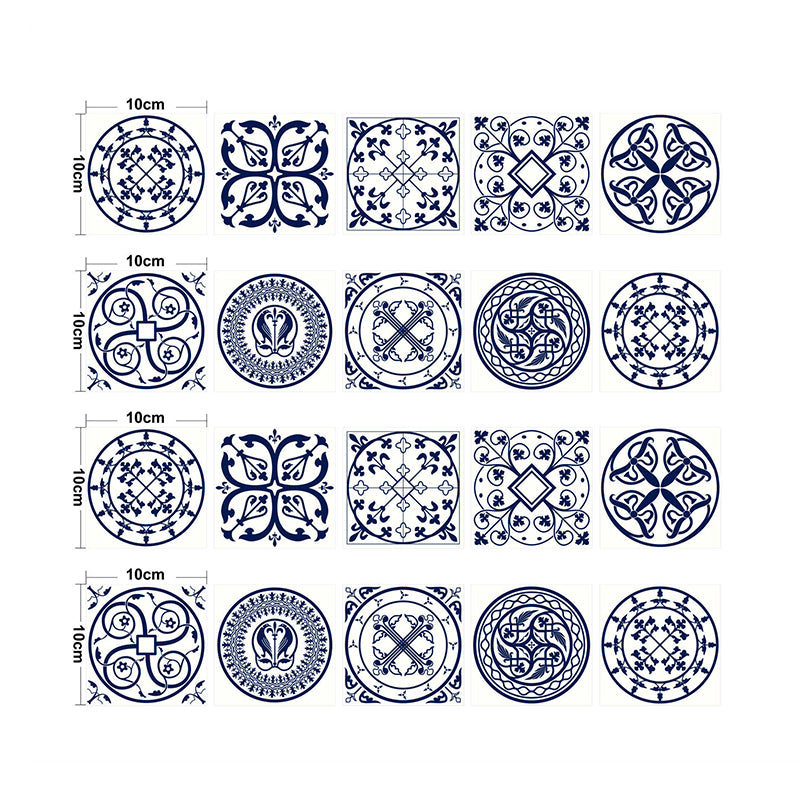 Boho Chic Mandala Wallpaper Panel for Kitchen 2.2-sq ft Wall Covering in Blue, Easy Peel off