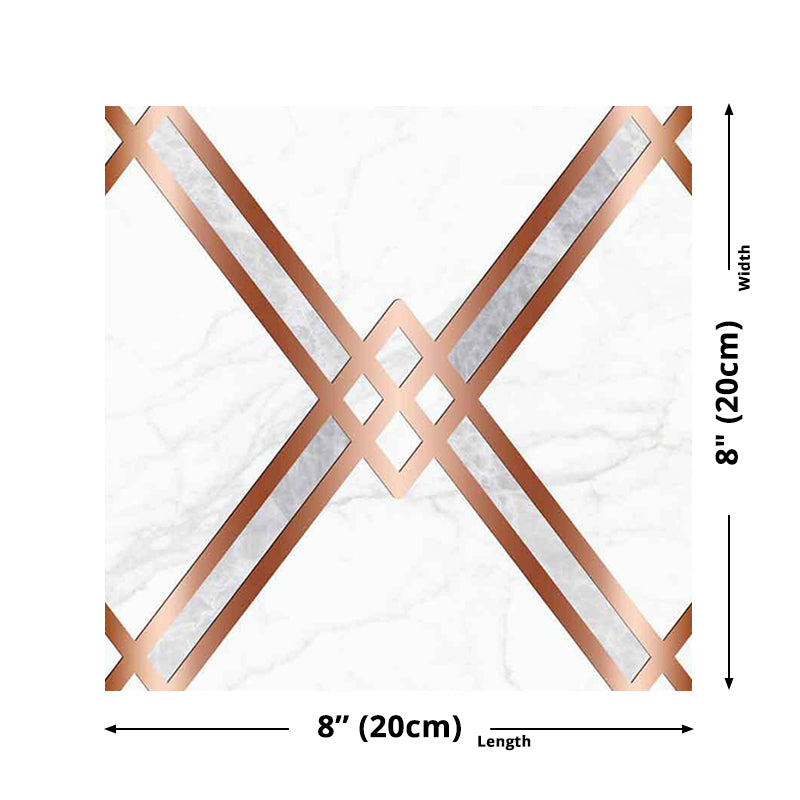 PVC Self-Stick Wallpaper Panel Modern Trellis Patterned Wall Covering in Coffee-White