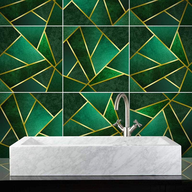 Geometric Adhesive Wallpaper Panels for Kitchen 4.3-sq ft Wall Covering in Green