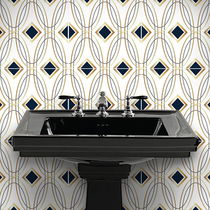 Modern Seamless Pattern Wallpaper Panel in Black-Gold Self-Adhesive Wall Decor for Kitchen