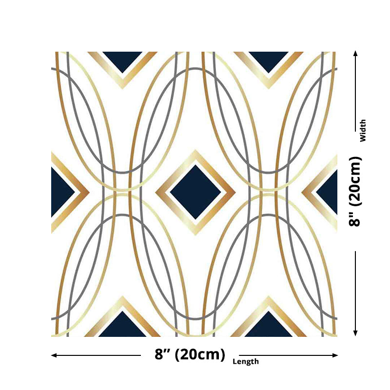 Modern Seamless Pattern Wallpaper Panel in Black-Gold Self-Adhesive Wall Decor for Kitchen