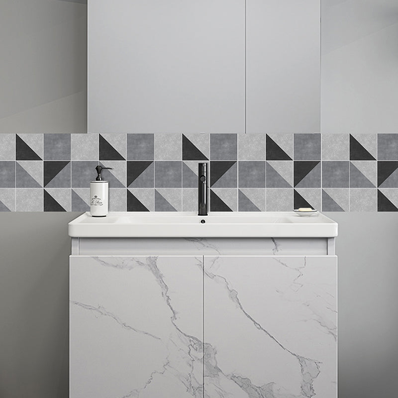Black-Grey Geometrical Wallpaper Panel Peel and Stick Modern Bathroom Wall Covering