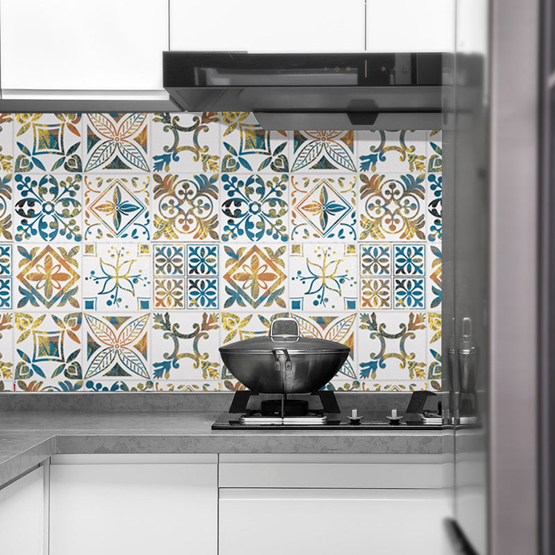 Vinyl Stick Wallpaper Panel Bohemian Botanix Wall Covering for Kitchen, Easy Peel Off