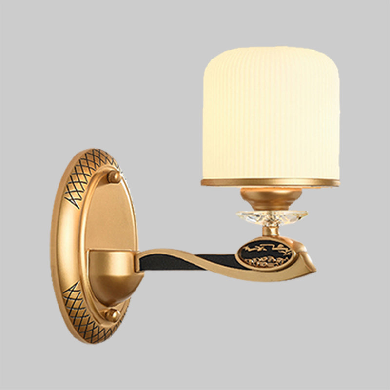 Illuminazione a parete cilindri oro in stile retrò in vetro a coste 1/2 lampadine da letto con parete da letto funce luce
