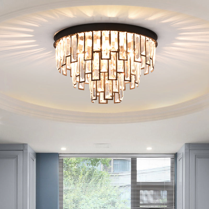 4 Heads Taper Inbouwlamp Modern Zwart/Goud Heldere Kristallen Verlichtingsarmatuur voor Slaapkamer