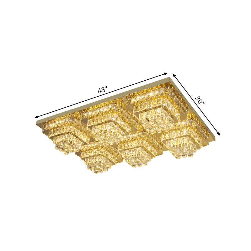 LED Tapered Flush Mount Fixture Contemporary Clear Crystal Shade Ceiling Lighting