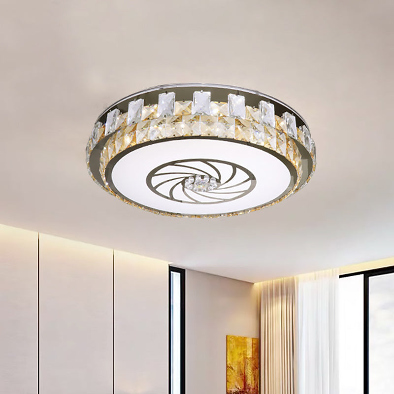 Nikkel LED Plafond Mount Hedendaagse Helder Afgeschuste Kristallen Blokken Rond Flush Light Fixture
Windmolenpatroon