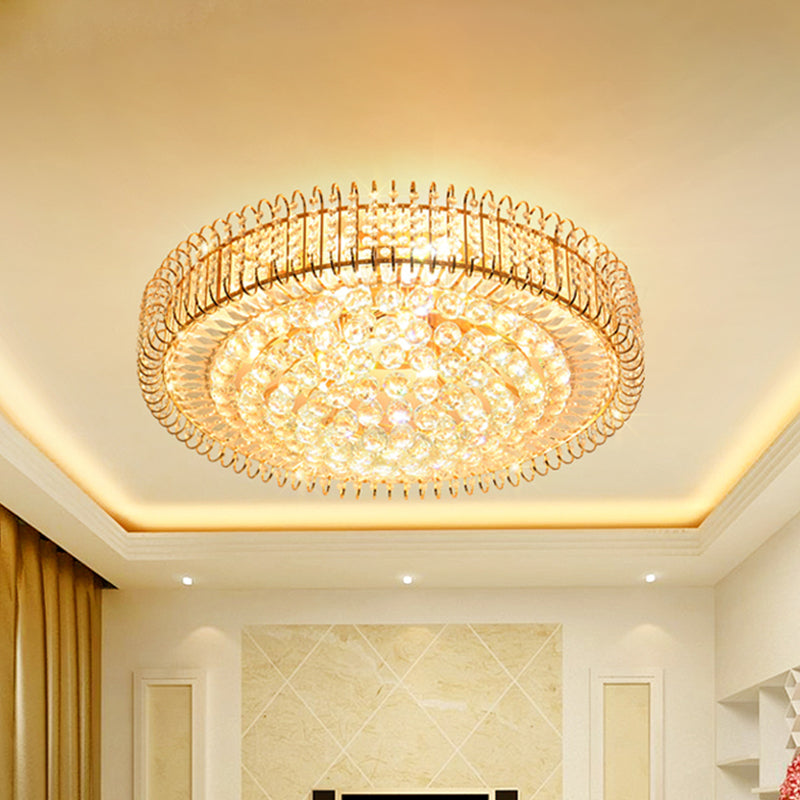 Trommel Great Room plafondlamp eigentijdse heldere afgeschuinde kristallen ballen 9 bollen goudspoeling