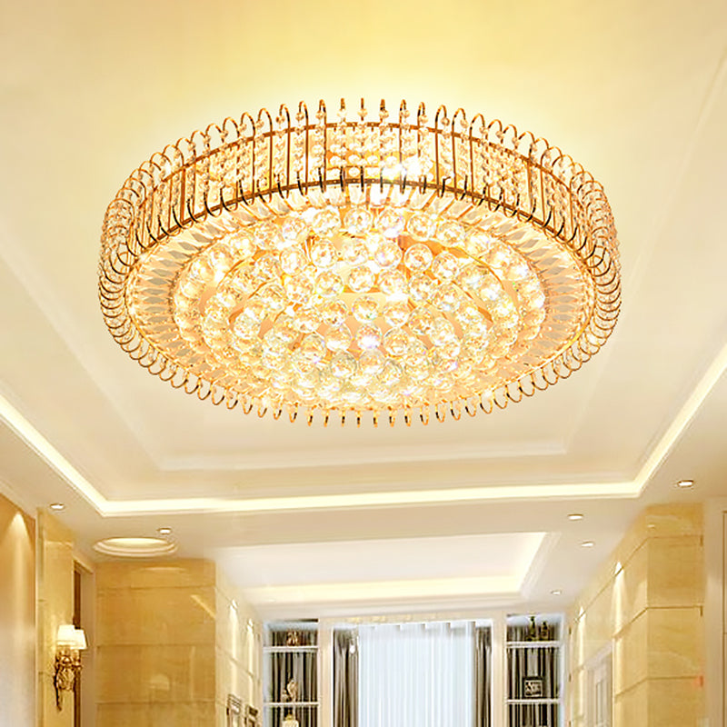 Trommel Great Room plafondlamp eigentijdse heldere afgeschuinde kristallen ballen 9 bollen goudspoeling