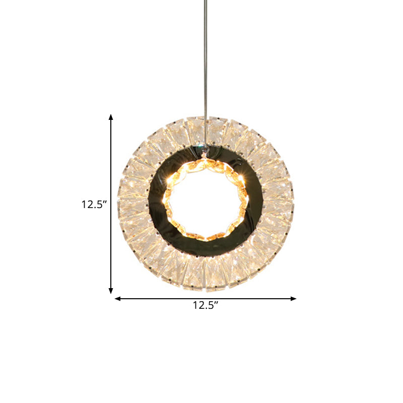 Blocchi di cristallo trasparente ad anello Swag Light Light Contemporary LED Cedhamber Suspension Lampa