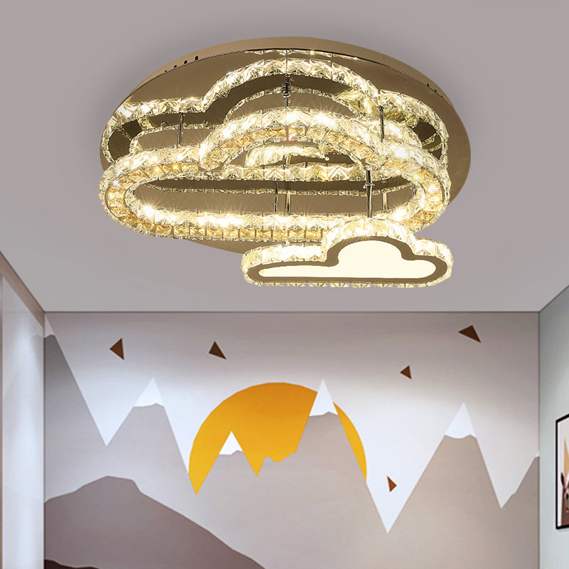 Cloud moderne Semi Flush Mount Crystals carrés Cristaux LED Plafait LED LECLURE EN EN EN SEAU EN INA EN SAVE