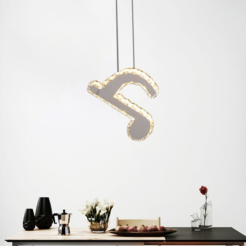 Nota musicale LED a pendente kit luce in acciaio inossidabile contemporaneo blocchi di cristallo a taglio mini sospeso
