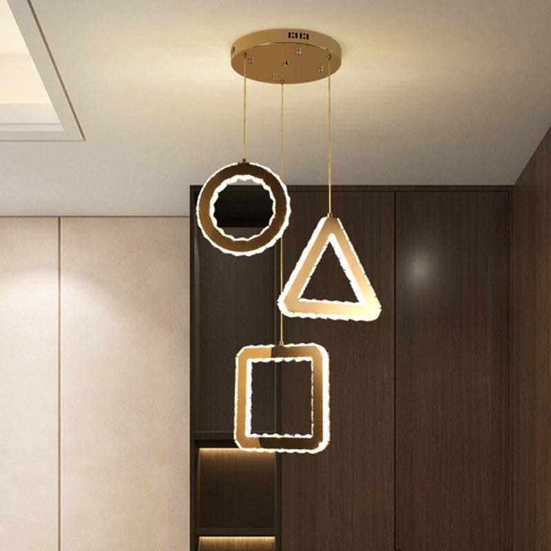 Cristalli trasparenti lampada a più soffitto in acciaio inossidabile geometrico LED contemporaneo LED Accensione, baldacchino lineare/rotondo
