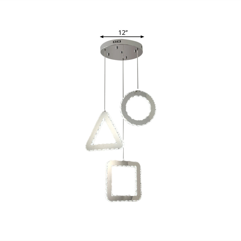 Cristalli trasparenti lampada a più soffitto in acciaio inossidabile geometrico LED contemporaneo LED Accensione, baldacchino lineare/rotondo