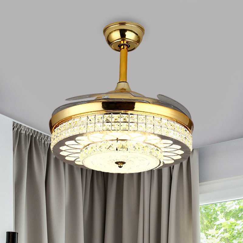 Finitura dell'oro 42 "LED largo a LED semifulco Contemporaneo Cristallino trasparente Blocchi a soffitto a soffitto con 3 lame