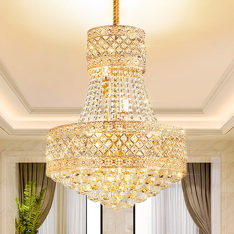 Drum Octagon Crystal Deckenhänge Fixture zeitgenössische 3/5 Lichter Gold Anhänger Kronleuchter, 12 "/15,5" breit