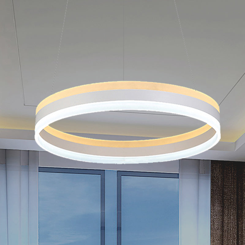 Silver Circular Plafond Pendant Modern 1/2 / 3-Light acrylique LED lustre d'éclairage