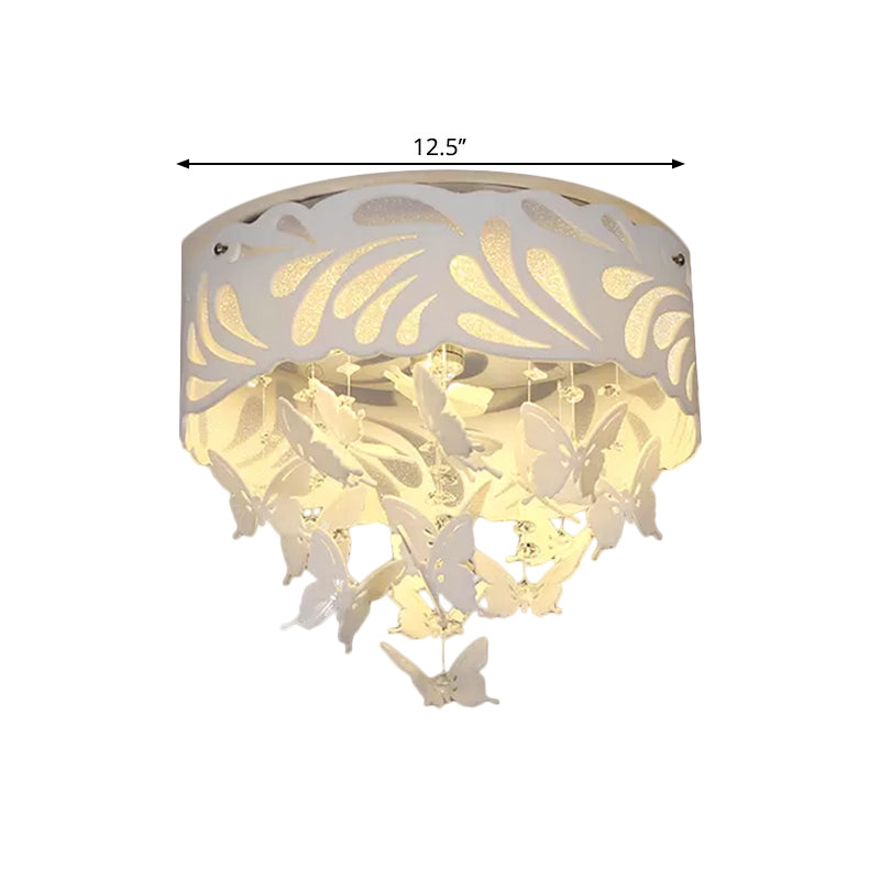 8/12-Head/LED Conical Flush Light Contemporary Crystal Drop Close to Ceiling Lighting in White, 18"/23.5"/12.5" Wide