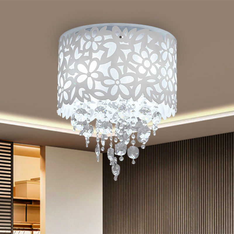 Cascade Ceiling Lighting Contemporary Bevel Crystal 4 Lights White Flush Mount Fixture for Bedroom