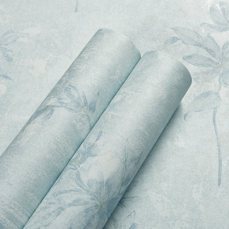 Pastel Color Flower Print Wallpaper Moisture Resistant Rustic Living Room Wall Covering