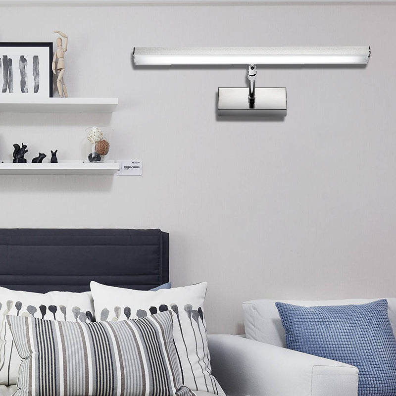 Aluminum Rectangle Vanity Lighting Simple Style 19"/23" Width LED Sconce Wall Light in Chrome, Warm/White Light