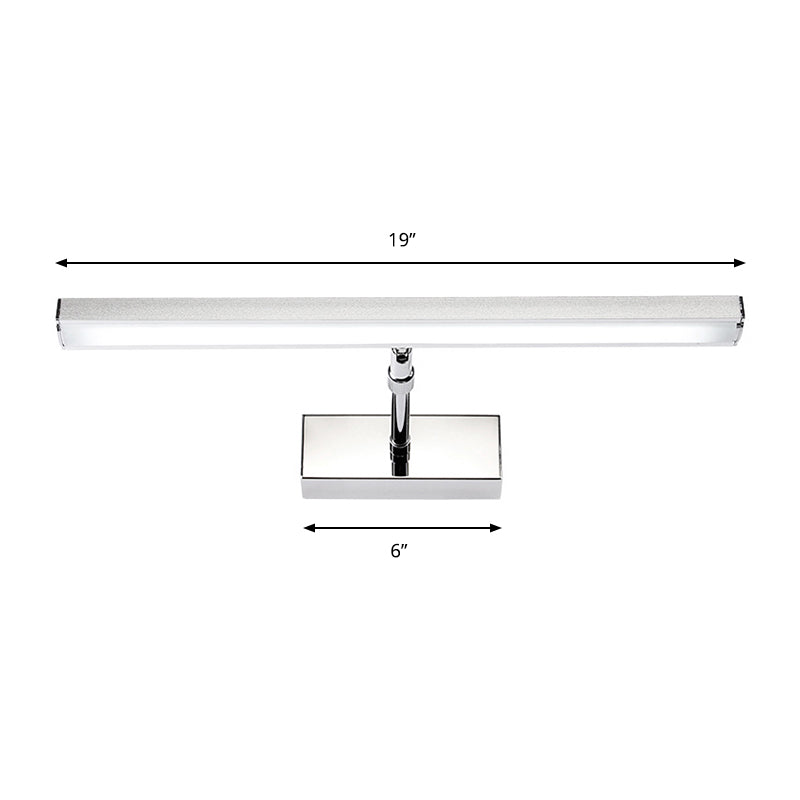 Aluminium rechthoek ijdelheid verlichting eenvoudige stijl 19 "/23" breedte LED SCONCE Wandlicht in chroom, warm/wit licht