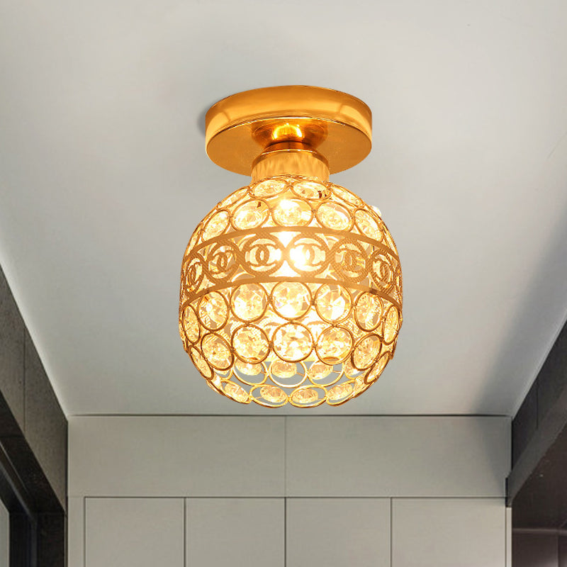 1 Éclairage semi-montage de la tête à l'or moderne près de l'éclairage du plafond avec globe / carré / lanterne Crystal Crystal Shade
