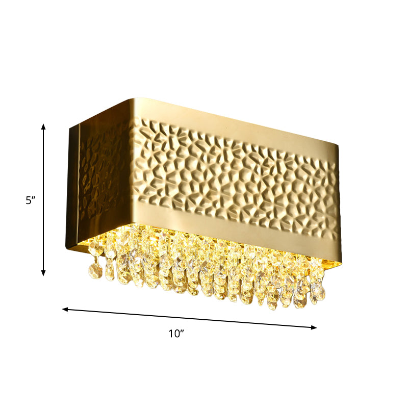 Rectangle Sconce Light Contemporary Octagon Crystal 2-Bulb Wall Mounted Lighting in Gold