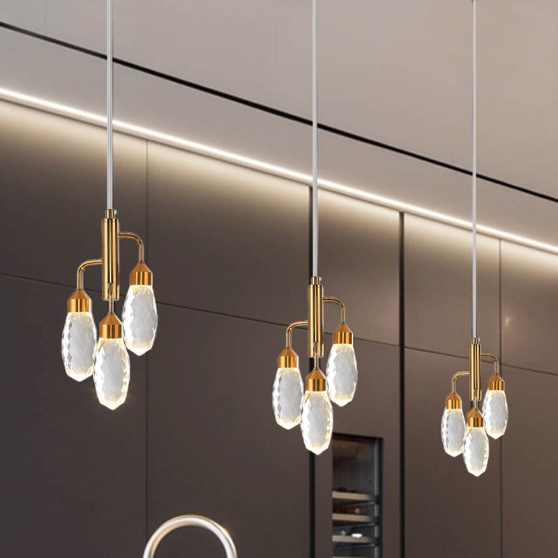 Raindrop cucina a sospensione illuminazione cristallo smussati 1 luce contemporanea sospensione del soffitto in oro