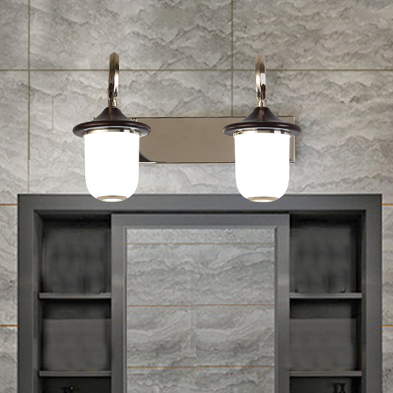 Lampada di montaggio a parete del cilindro classico 2/3 lampadine bianca Vanity Mirror Light con braccio di scorrimento in nero