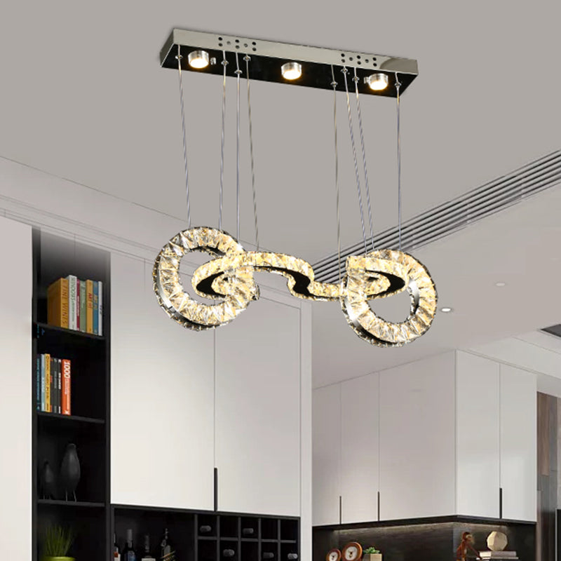 LED a LED a LED a cristallo smussati multiplo contemporanea lampada sospensione del soffitto in cromo Chrome
