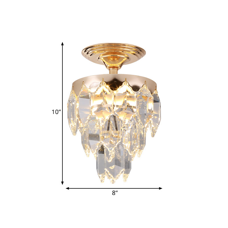 Lampada a goccia di cristallo a 3 livelli in stile moderno a 2 luci a soffitto a soffitto in oro
