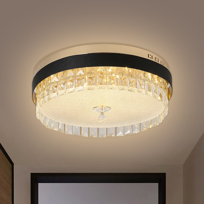 Drum Bedroom Flush Mount Modernism Crystal Gold Finish LED Surface Mount Ceiling Light