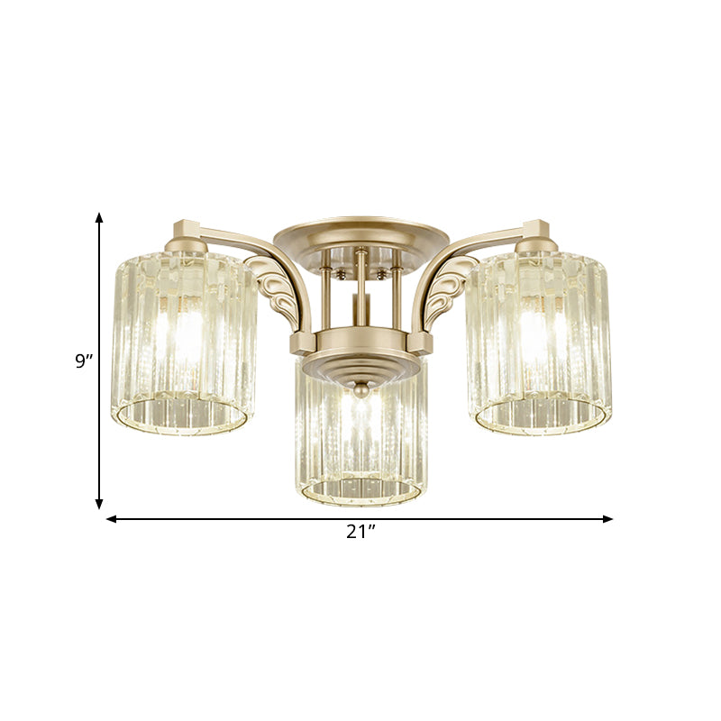 Lámpara de techo de cilindro de 3/9 luces Moderna de cristal transparente Semi Flush Mount Lighte para dormitorio